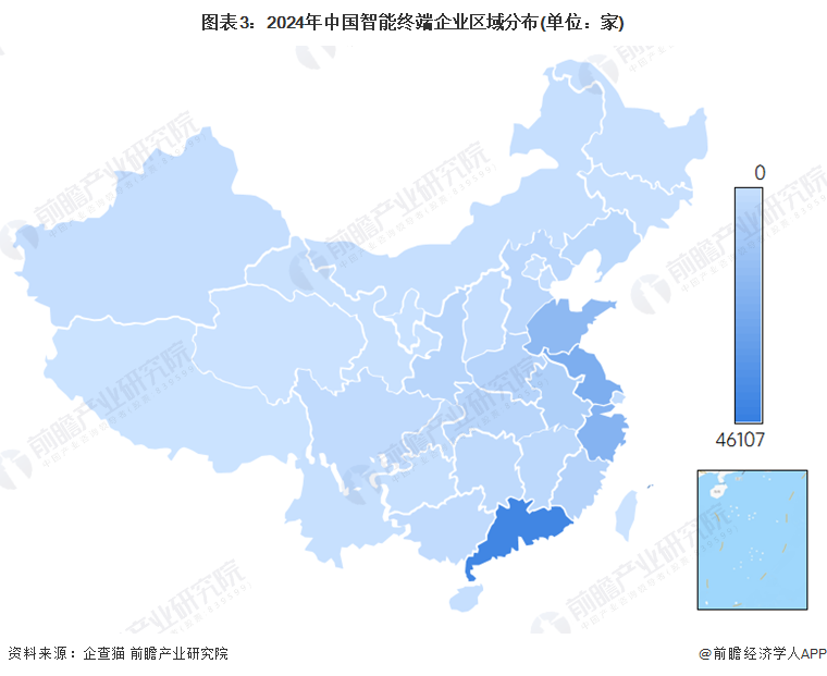 【干货】2024年中国智能终端行业产业链现状及市场竞争格局分析广东企业分布最集中(图3)