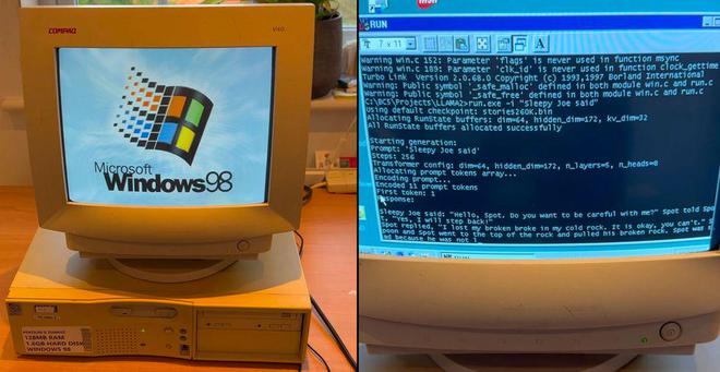 26年前的古董Win98电脑成功运行大语言模型：搭载奔腾II处理器